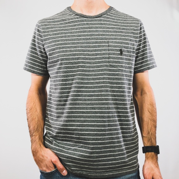 Polo Ralph Lauren Other - Polo Ralph Lauren Grey Striped Pocket T-Shirt L